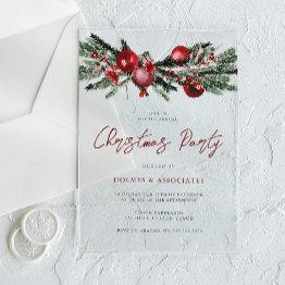 Small Classic Christmas Office Corporate Christmas Party Acrylic Invitations Front View