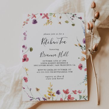classic colorful wild kitchen tea bridal shower invitation