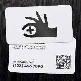 Small Classic Cpr - Aha Instructor Qr Business Invitations Front View