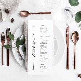 Small Classic Elegance Double Sided Wedding Menu Front View