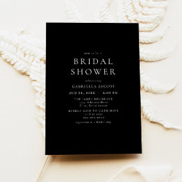 Small Classic Elegant Minimalist Black Bridal Shower Invitation Front View
