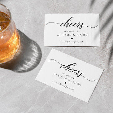 classic elegant script wedding drink coupon business invitations