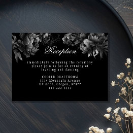 Small Classic Gothic Black Wedding Reception Enclosure Invitations Front View