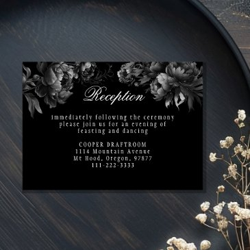 classic gothic black wedding reception enclosure invitations