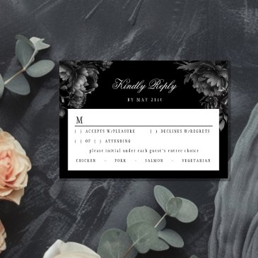 classic gothic black wedding rsvp invitations