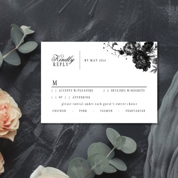 classic gothic white wedding response invitations