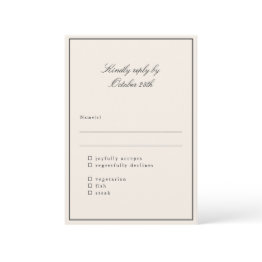 Small Classic Ivory Script Elegant Wedding Meal Choice Rsvp Invitations Front View