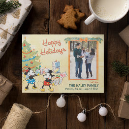 Small Classic Mickey And Minnie: Happy Holidays Invitations Front View