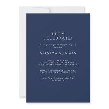 classic minimal navy blue | silver let's celebrate invitation