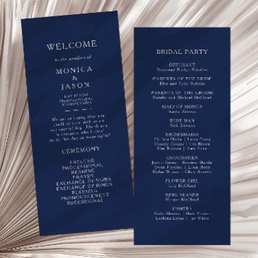 classic minimalist navy blue | silver wedding program