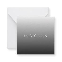 Small Classic Name Or Word | Gradient Grey Note Invitations Front View