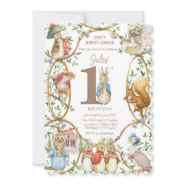 Small Classic Peter The Rabbit Beatrix Potter Birthday Invitation Front View