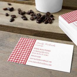 Small Classic Red And White Gingham Plaid Business Invitations Front View