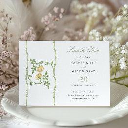 Small Classic Rose Vine 'save The Date' Invitations Front View