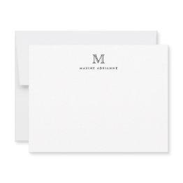 Small Classic Simple Modern Monogram Initial Note Invitations Front View
