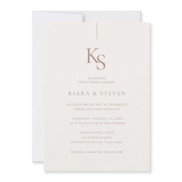 classic simple monogram | bohemian beige wedding invitation