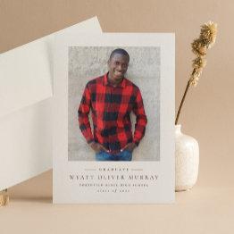 Small Classic Simple One Photo Graduation Announcement Front View