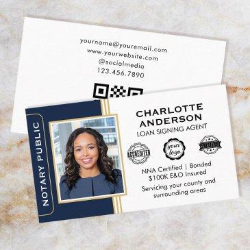 classic style notary signing agent id blue gold business invitations