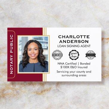 classic style notary signing agent id burgundy business invitations