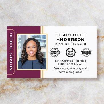 classic style notary signing agent id plum gold business invitations