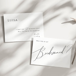 Small Classic Whimsical Script Bridesmaid Proposal Invitations Front View