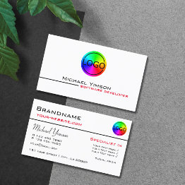 Small Classic White And Black With Logo Professional Business Invitations Front View