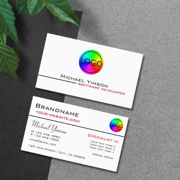 classic white and black with logo professional business invitations