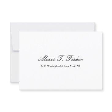 classical handwriting plain simple white rsvp invitations