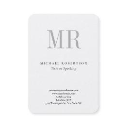 Small Classical Monogram Grey White Minimalist Plain Business Invitations Front View