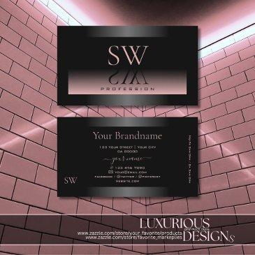 classy black dusty pink gradient and monogram chic business invitations
