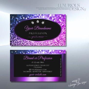 classy black pink purple sparkle glitter diamonds business invitations