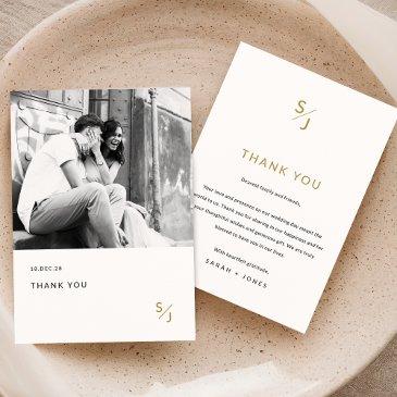 classy black & white photo wedding thank you invitations