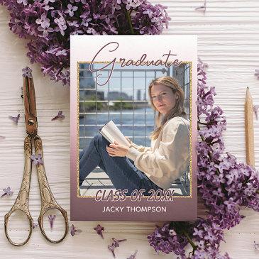classy chic ombre mauve taupe dark pink graduation announcement