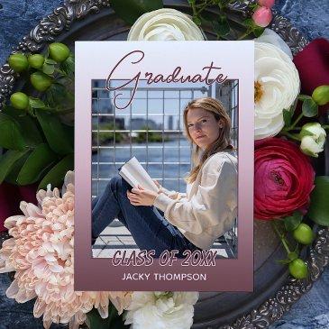 classy chic ombre mauve taupe dark pink graduation announcement