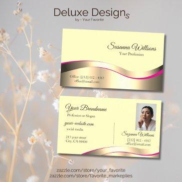 classy cream wavy gold decor with photo luxurious business invitations