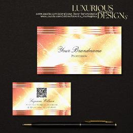 Small Classy Shimmery Rose Gold With Qr Code Luxurious Business Invitations Front View