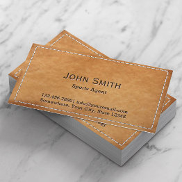 Small Classy Stitched Leather Sports Agent Business Invitations Front View