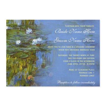 claude monet vintage waterlily wedding invitation