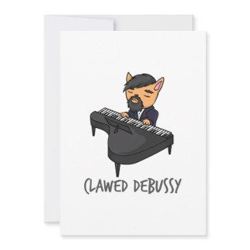 clawed debussy piano player cat pun fun gift holiday invitations