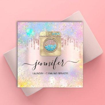 cleaning services laundry qr codo logo rose drip square business invitations