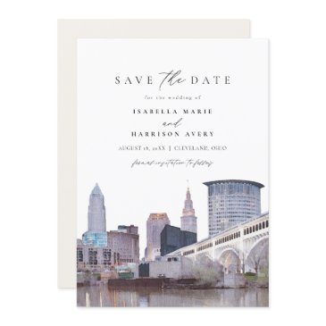 cleveland ohio skyline save the date invitation