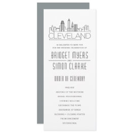 Small Cleveland Stylized Skyline | Wedding Program Front View