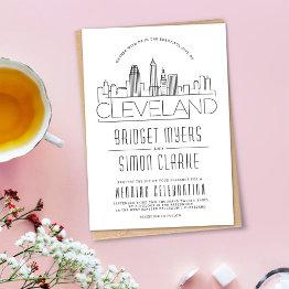 Small Cleveland Wedding | Stylized Skyline Invitation Front View