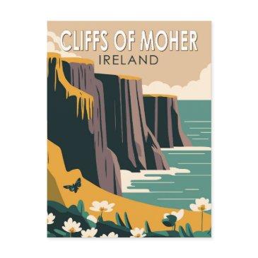 cliffs of moher ireland floral travel art vintage postinvitations