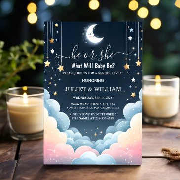 cloud twinkle twinkle little star gender reveal invitation