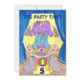 Small Clowning Capers Birthday Party Invitation Invitations Front View