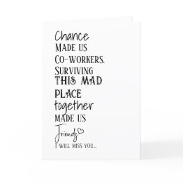 Small Co-worker Farewell Thank You Friendship Invitations Front View