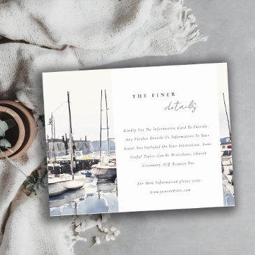 coastal boats at harbor seascape wedding details enclosure invitations