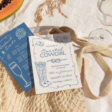 coastal cowgirl bachelorette itinerary invitation