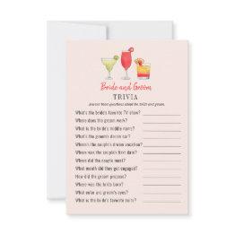 Small Cocktail Bride And Groom Shower Trivia Games Invitation Front View